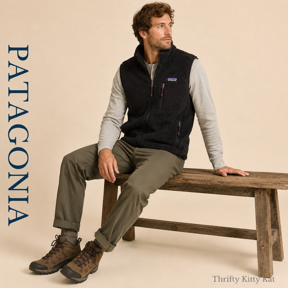 Patagonia Los Gatos High Pile Fleece Vest Full Zip Chest Pocket Black Gorpcore M